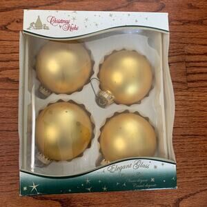 Vintage Krebs Christmas by Krebs Glass Globe Ornaments | Gold | 3" Dia